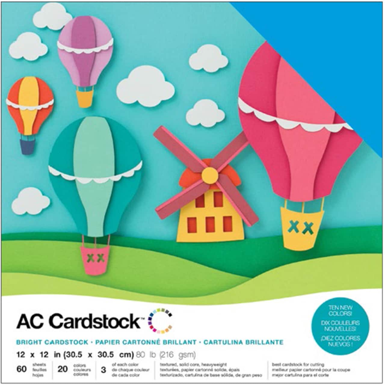 American Crafts™ 12" x 12" Brights Variety Cardstock, 60 Sheets